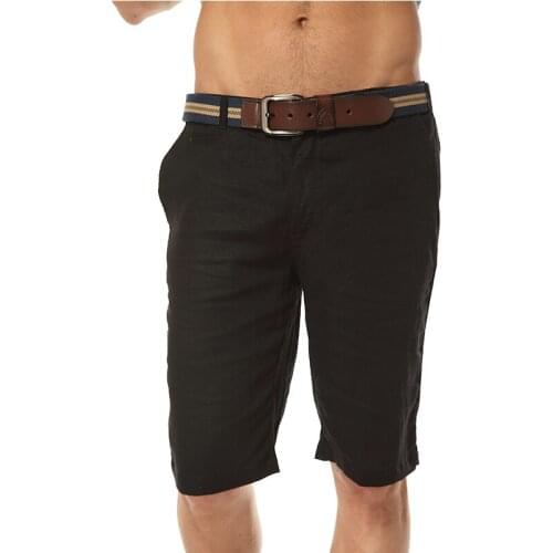 100% Linen shorts men summer casual mens shorts fashion solid men short black flax short mens brand clothing 7 colors bermuda