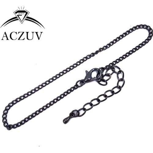 100pcs 3mm 20cm to 80cm Gunmetal Black Encryption Curb Chains Necklace Bracelet Watch Chain for Pendant Jewelry Making FCC012
