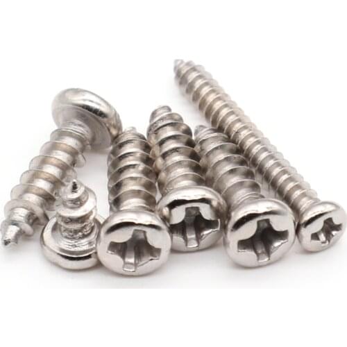 100pcs M1m1.2m1.4m1.7m1.8m2m2.2m2.3m2.5m2.6 stainless steel pan head round self tapping screw