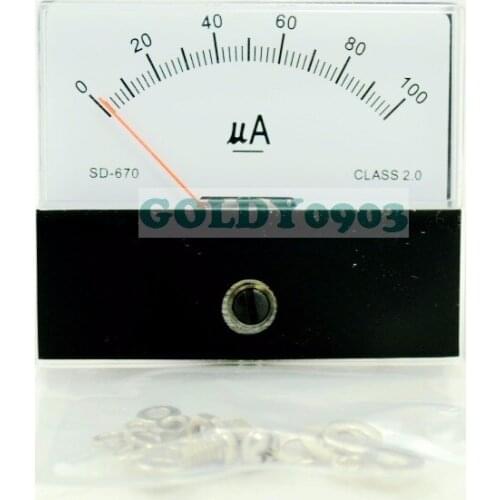 100pcs Panel Meter SD-670-1-100(DC-100uA) 60x70mm DC 100uA Class 2.0