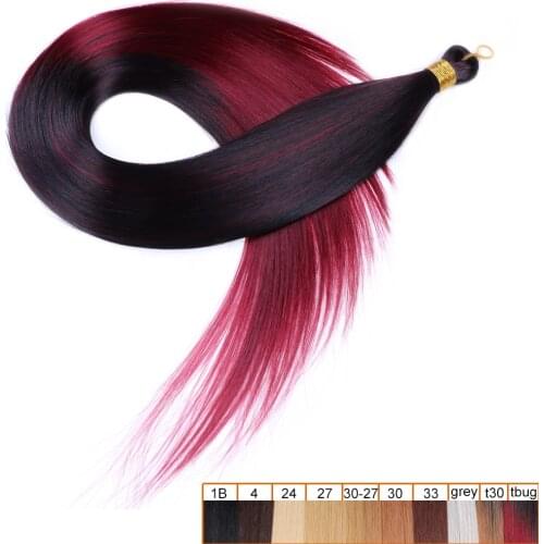 22Inch Long Straight Synthetic Bulk Hair Extension Black Burgundy Hair Bundles Heat Resistant For Braiding Hair Crochet Btaids