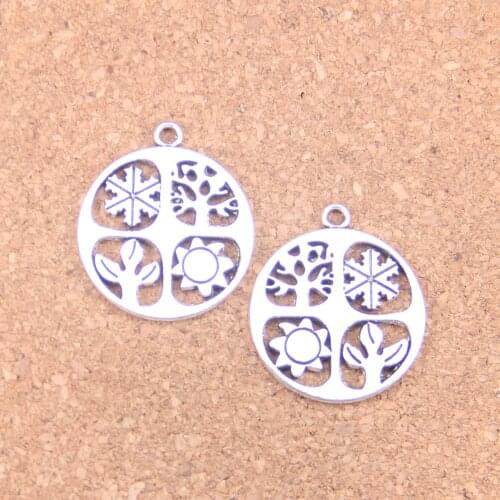 30pcs Charms four seasons Spring Summer Fall Winter 24mm Antique Pendants,Vintage Tibetan Silver Jewelry,DIY for necklace