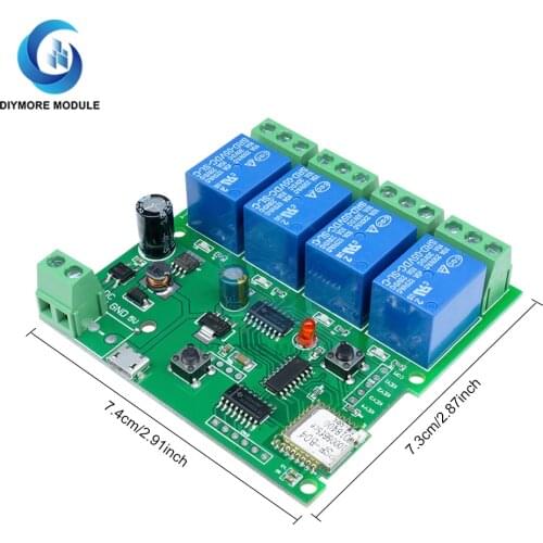 4 Way eWelink WiFi Relay Module Remote Wireless Switch DC 5V 7-32V 10A Time Delay Relay Phone APP Control For Smart Home Alexa