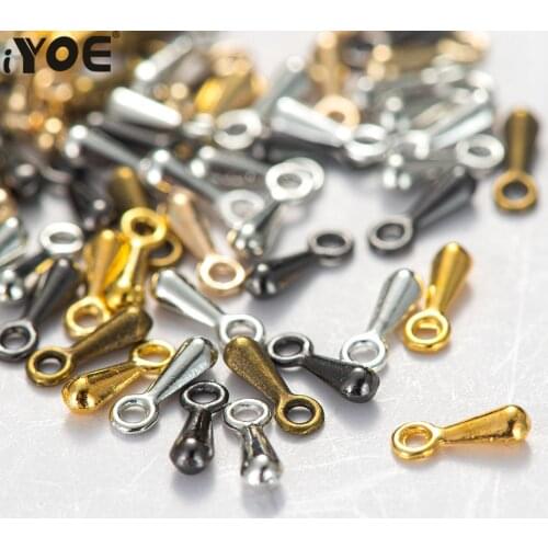 50pcs/Lot 2.5x7mm Waterdrop Ends Extend Extension Chains Tails Clasp for Necklace Bracelet Crimp Ends Chain Connectors Jewelry
