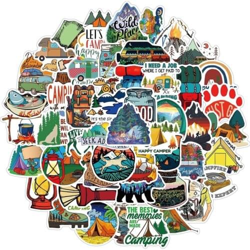 50pcs Waterproof Wilderness Adventure Landscape Sticker Outdoor Camping Travel Stickers To Suitcase Laptop Motor Car Phone Decal