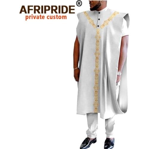 African Traditional Clothing for Men Dashiki Coats Short Sleeve Short Shirts and Ankara Pants 3 Piece Suit Agbada Robe A2016031