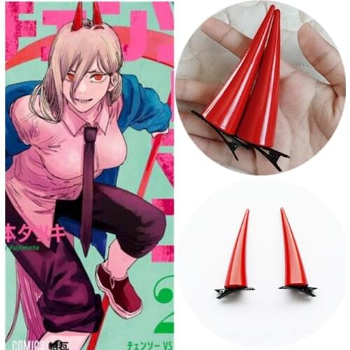 Anime Chainsaw Man Power Headwear Cosplay Demon PVC Horn Headband Hairpin Prop Halloween