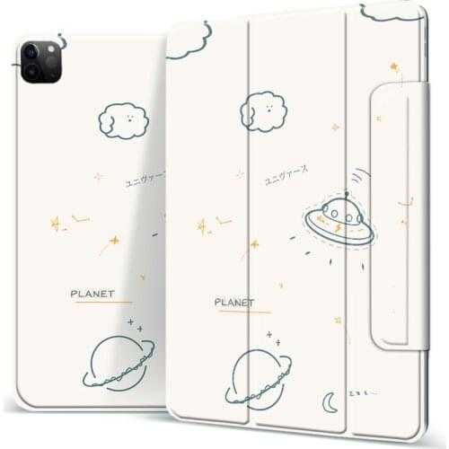 For Ipad Pro 12 9 11 Air 4 Case Smart Magnetic Tape Fastener Pen Tray Full Screen Ultra-thin Anti-bend Shell