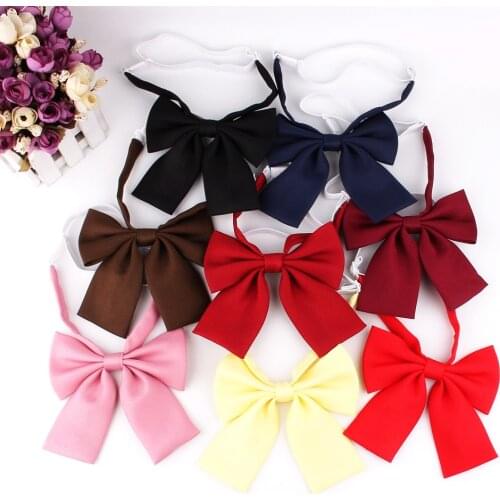 Black Solid Bowtie Casual Bow tie For Women Uniform Collar Butterf Bowknot Adult Oversize Bow Ties Cravats Girls Shirt Bowties
