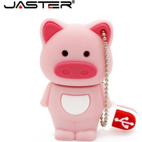 JASTER Wholesal Genuine animal pendrive 4GB 8GB 16GB 32GB USB 2.0 Thumb Memory Stick Pen Drive Cartoon Cute Pig USB Flash