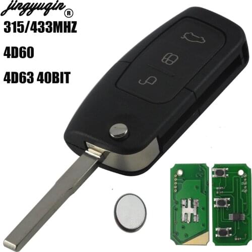 Jingyuqin 433MHz 4D63 40bit 80bit 3 Button Flip Folding Remote Control car Key for Ford Focus 2013 Fob Case HU101 Blade