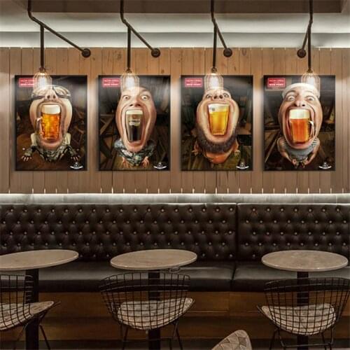 Ice Cold Free Beer Here Painting Beard Man Graffiti Beauty Body Poster Antique Bar Pub Club Home Decorative Retro Wall Picture