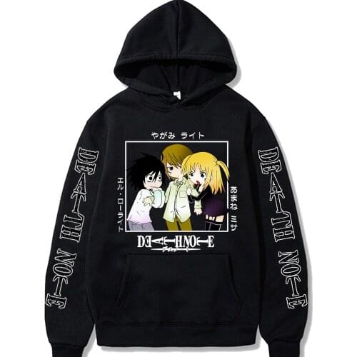 DEATH NOTE Cosplay Funny Misa Amane Yagami Light L.Lawliet Hoodies Sweatshirts Pullovers Casual Men Women Loog Sleeve Unisex