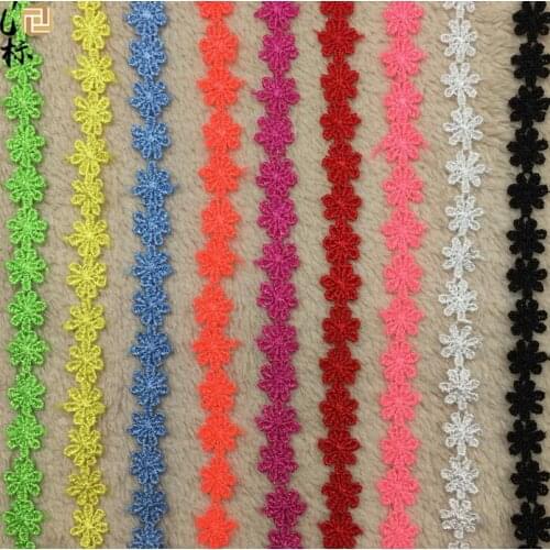 Hot! 15 Yards 1.2cm White Green Blue Lace Garment Accessories Ribbon Fabric Attractive DIY Embroidery Flower Lace Trims Trimming