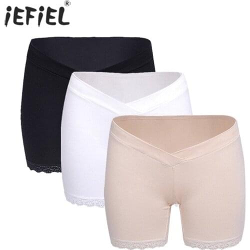 Maternity Modal Lace Pants Leggings For Pregnant Women Summer High Waist Solid Sexy Mini Capris Pregnancy Cotton Panties Shorts