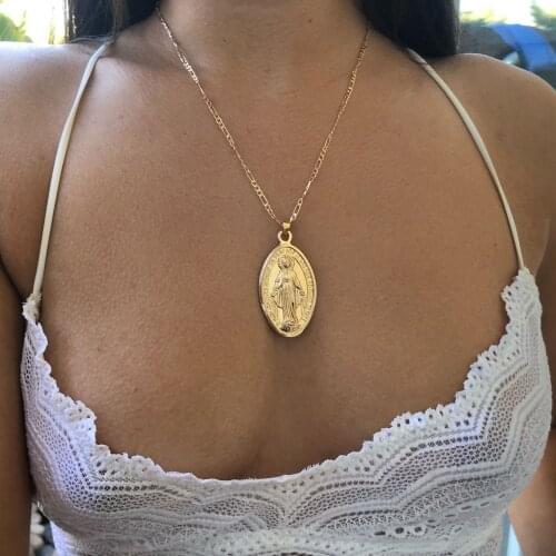 Fashion Gold Color Virgin Mary Pendant Necklace for Women 2020 Trendy Jewelry Necklaces Female Simple Style Delicate New