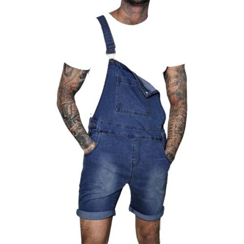 Fashion Denim Overall Shorts for Men 2021 Hip Hop Streetwear Mens Jeans Overall Shorts Plus Size Short Jean Jumpsuits Blue Pink