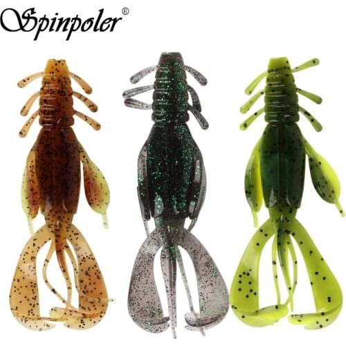 Spinpoler Soft Plastic Crawfish Rage Tail Craw Bait Lifelike Crawfish Soft Baits Fishing Lure 10.3cm 10.4g, 8 Colors, 5pcs/Pack