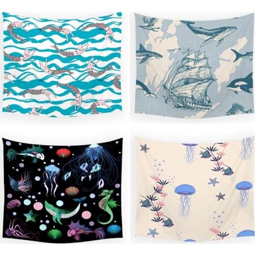 Ocean whale sailing macrame wall hanging college dorm farmhouse decor tapestry wall anime wall tapestry abstract wall tapestry