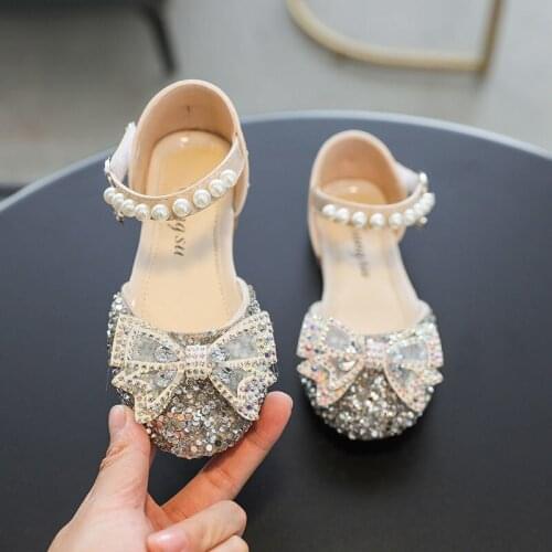 New Kids Princess Girls Sandals Glitter Shiny Rhinestone Butterfly Student Party Dance Shoes 5-13 Yearss Children Summer Sandals