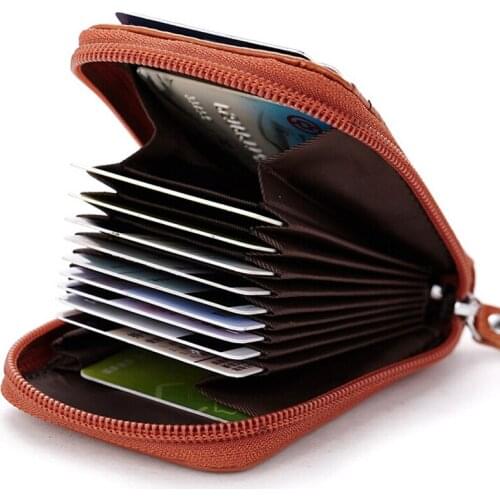 New Luxury unisex Genuine leather Men ID credit card holder with zipper photo holder for man women designer card case wallet