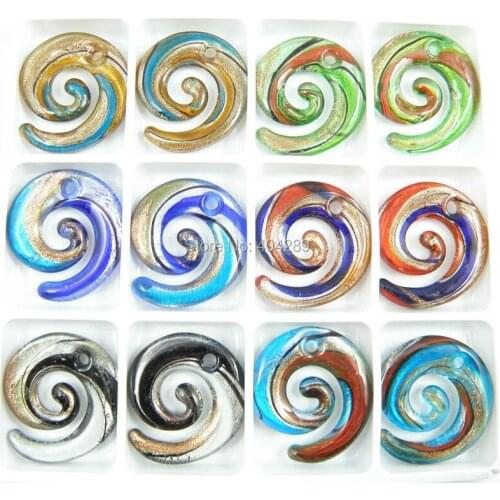 Wholesale 12pcs/lot Unique New Zealand Fish Hook Lampwork Murano Art Glass Beaded Charms Pendant Necklace Free Shipping