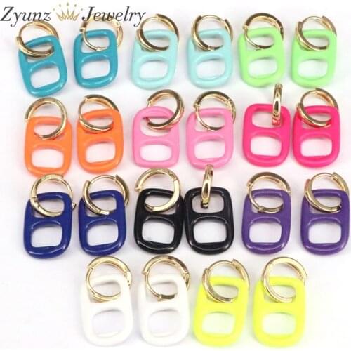 5 Pairs, Colorful Soda Tab Charm Earrings, Mix Color Soda Pull-tab Dangle Earring