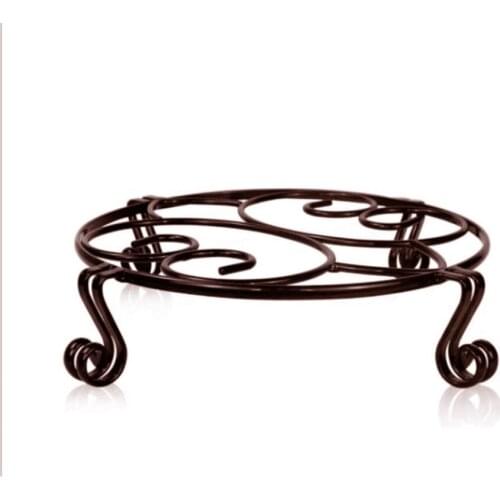 Potted Stand Flower Shelf Round Iron Black Floor-standing Desktop Outdoor And Indoor Metal Rustproof Garden Plant Supports Rack