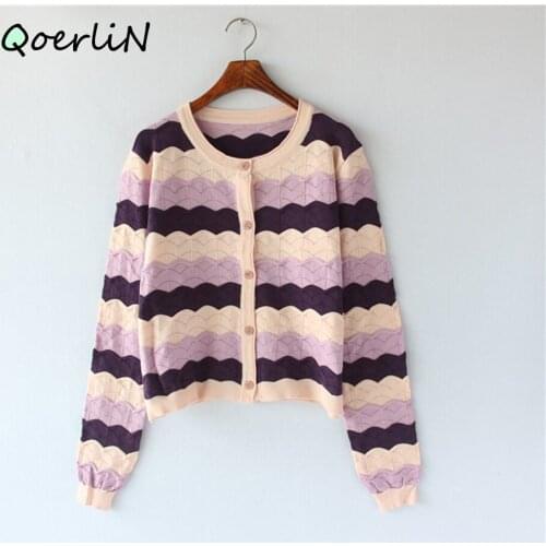 Striped Women Sweater 2020 Autumn Winter Cardigans Oversize Knit Cardigans Girls Outerwear Korean Chic Tops Sueter Mujer Poncho