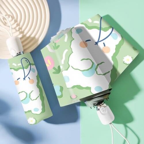 Lovely sleeping bear automatic umbrella women sunshine and rain dual purpose sunscreen anti ultraviolet folding sun umbrella