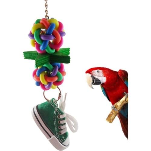 Durable And Practical Multi-color Ball Sneaker Parrot Chew Star Shoe Bird Creative Cage Climbing Hanging Toys Colorful Pendant