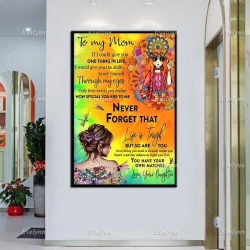 Hippie Girl Retro Poster Mothers Day Gifts Daughter To My Mom From Daughter Wall Art Prints Home Decor Canvas Unique Gift