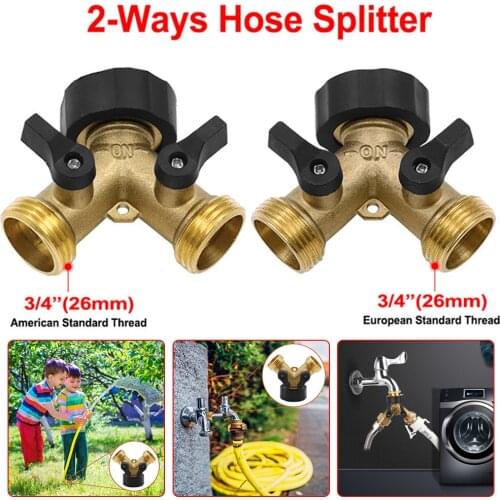 Garden Y-type Ball Valve Garden Hose Splitter Connector Two Way Water Distributor Brass Faucet Ball Valve Separator Splitter