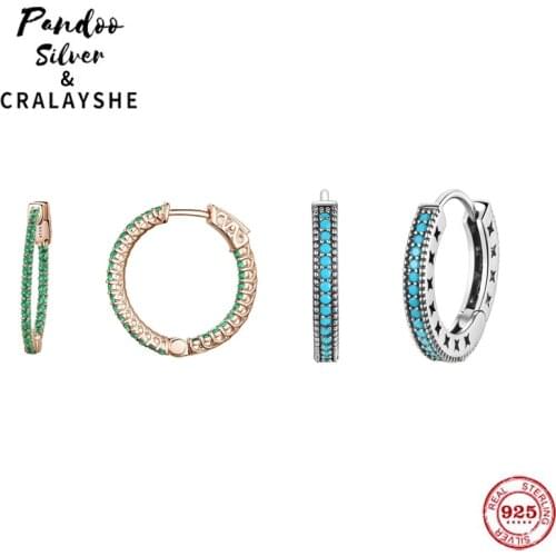 Cubic Zirconia Green Earrings Small Hoop Earrings for Women Fashion Statement Blue Round Earring Jewelry For Female