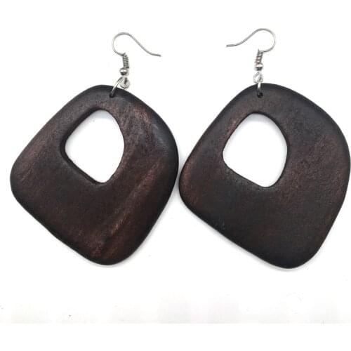 Brown color Natural Wood Wooden Earrings