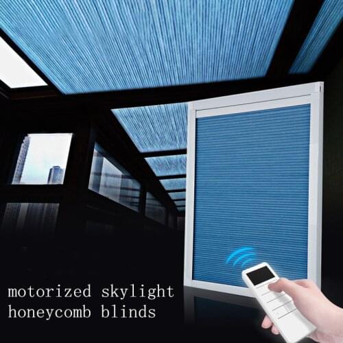 Free Shipping Blinds Motorized Skylight Honeycomb Shades With Aluminum Rail For Window Blinds Left And Right Biparting Open