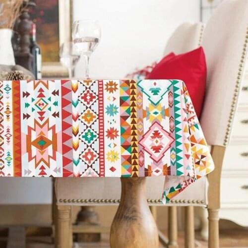 Bohemian Style Tablecloths Cotton American Village Tablecloth Colorful Geometric Desk Cover Cloth Tablecloth Dropshipping