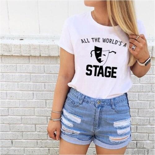 Skuggnas New Arrival All The Worlds A Stage T-shirt Cool Casual Tumblr Vintage Grunge Tee Short Sleeve Fashion tshirts dropship