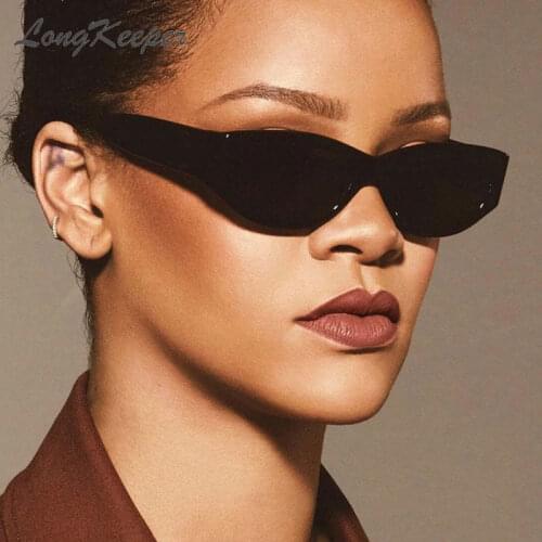 LongKeeper Cat Eye Sunglasses Trendy Oval Korean Sunglasses Women Men Brand Designer Luxury Fashion Shades Oculos De Sol