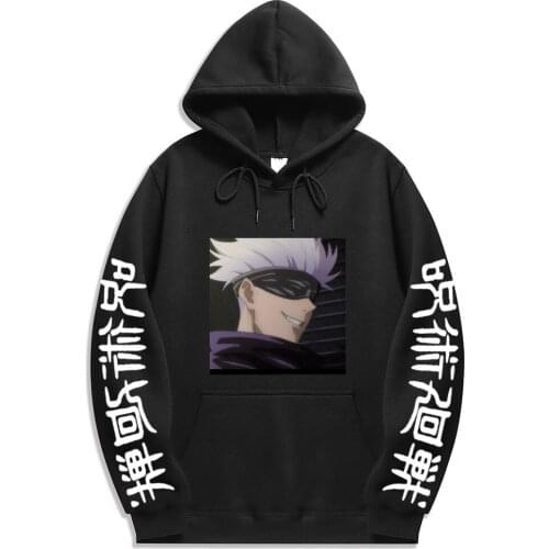 Japan Anime Jujutsu Kaisen print Hoodies Graphic Hoodie Winter Warm Cartoon Streetwear Harajuku Sweatshirts Male