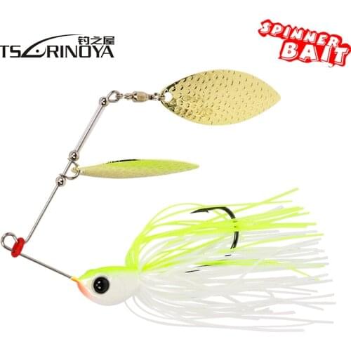 TSURINOYA 2pcs Spinner Bait Head Weight 7g/10g Artificial Lure Hook Blade with Rubber Skirt Spoon Metal Lure Leurre Peche