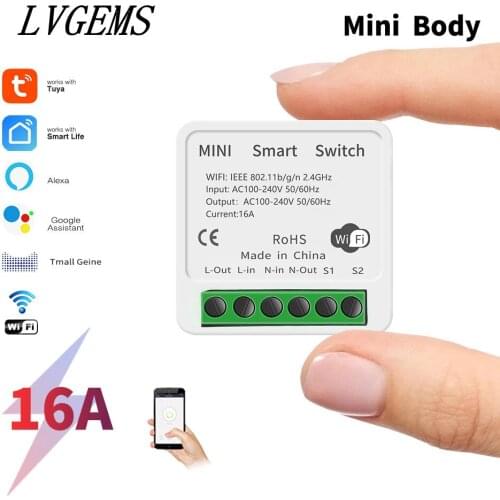 Tuya 10A/16A Wifi Smart Switch Breaker Module Supports 2 Way APP Voice Relay Timer Google Home Alexa 110V 220V Interruptor