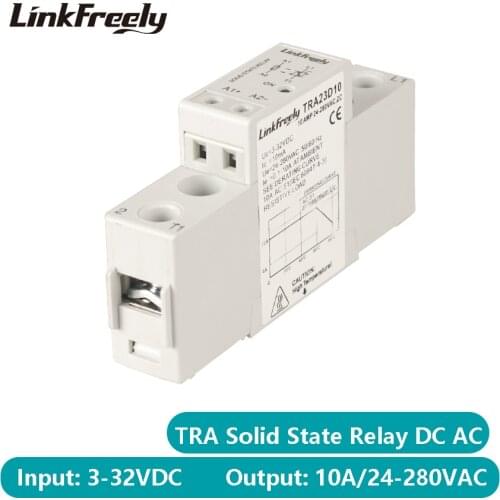 TRA23D10 10A DC AC Smart Auto Solid State Relay Board 3V 3.3V 5V 12V 24VDC In Out 24-280VAC Electrical Voltage SSR Relay Module
