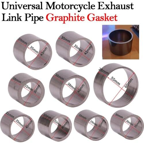 Universal Motorcycle Exhaust Muffler Moto Escape Link Pipe 30 35 41 50 55 60MM Graphite Crush Gaskets Seal O-Ring Bike ATV Scoot