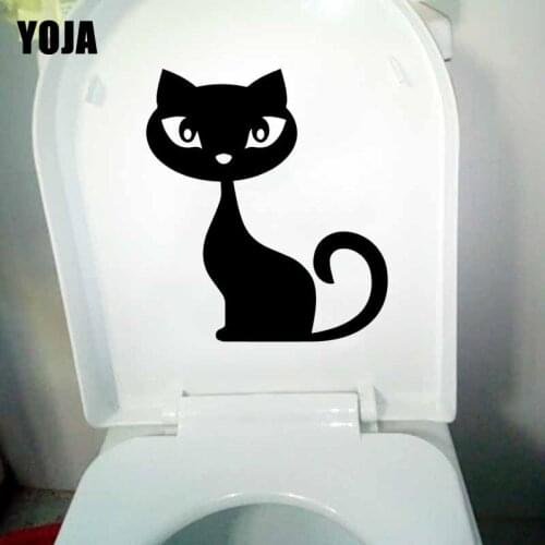 YOJA 20.8X23.3CM Beware Of Cat Very Angry Cat Guard Cat Toilet Sticker Wall Decal Decor T5-0179