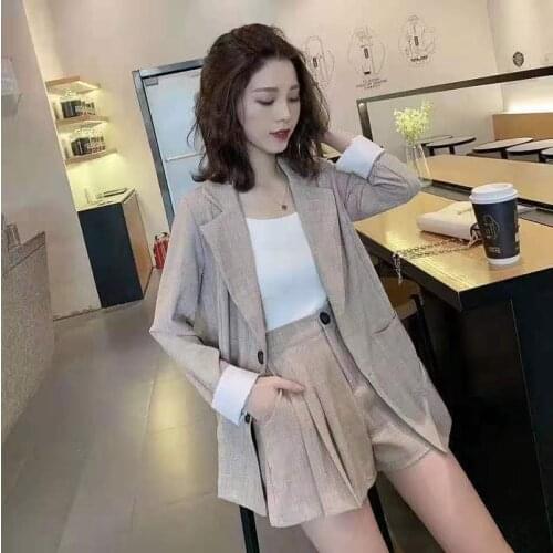 2 piece set women Suit female The new career suit female2021Spring and Autumn long-sleeved small suit jacket shorts casual suit