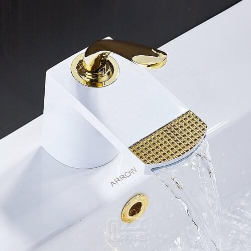 TT Golden Faucet Waterfall Copper Hot and Cold Wash Basin Inter-Platform Basin Personalized Artistic Creative Black Faucet