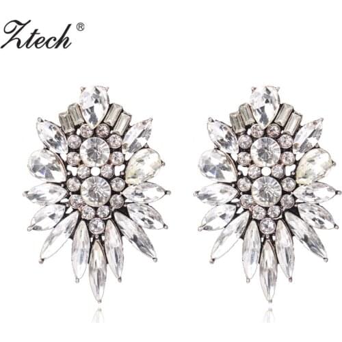 Ztech Shiny Crystal Earrings For Women Luxury Bridal Wedding Earrings Engagement Jewelry For Women Wedding Party Evening Dress