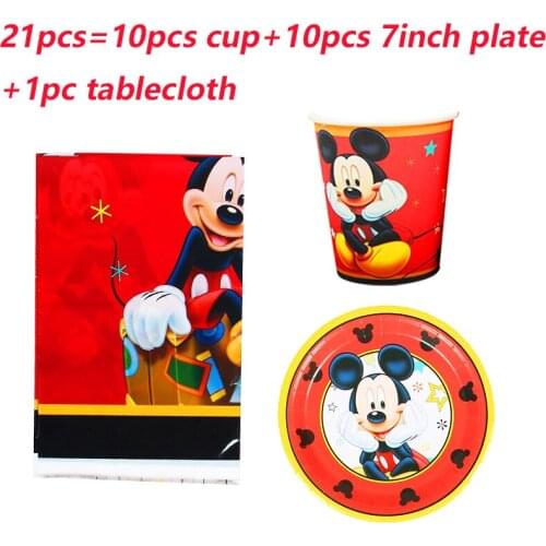 10pcs/set Disney Mickey Mouse Series Kids Favor Birthday Pack Event Party Cups Plates Baby Shower Disposable Tableware Supplies