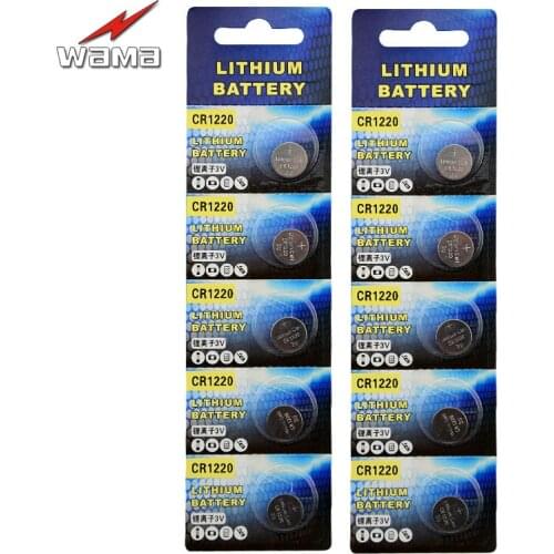 10x Wama CR1220 Button Cell Batteries 3V DL1220 LM1220 Car Key Remote Control Battery Digital Camera Lithium Coin Batteries
